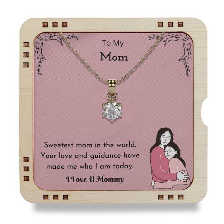 To My Mom- Sweetest Mom In The World, 18K Gol Plated Necklace