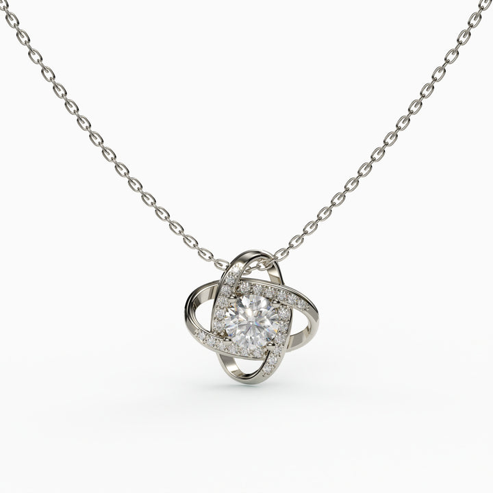 Loveknot Moissanite Pendant Necklace 925 Sterling Silver Jewelry