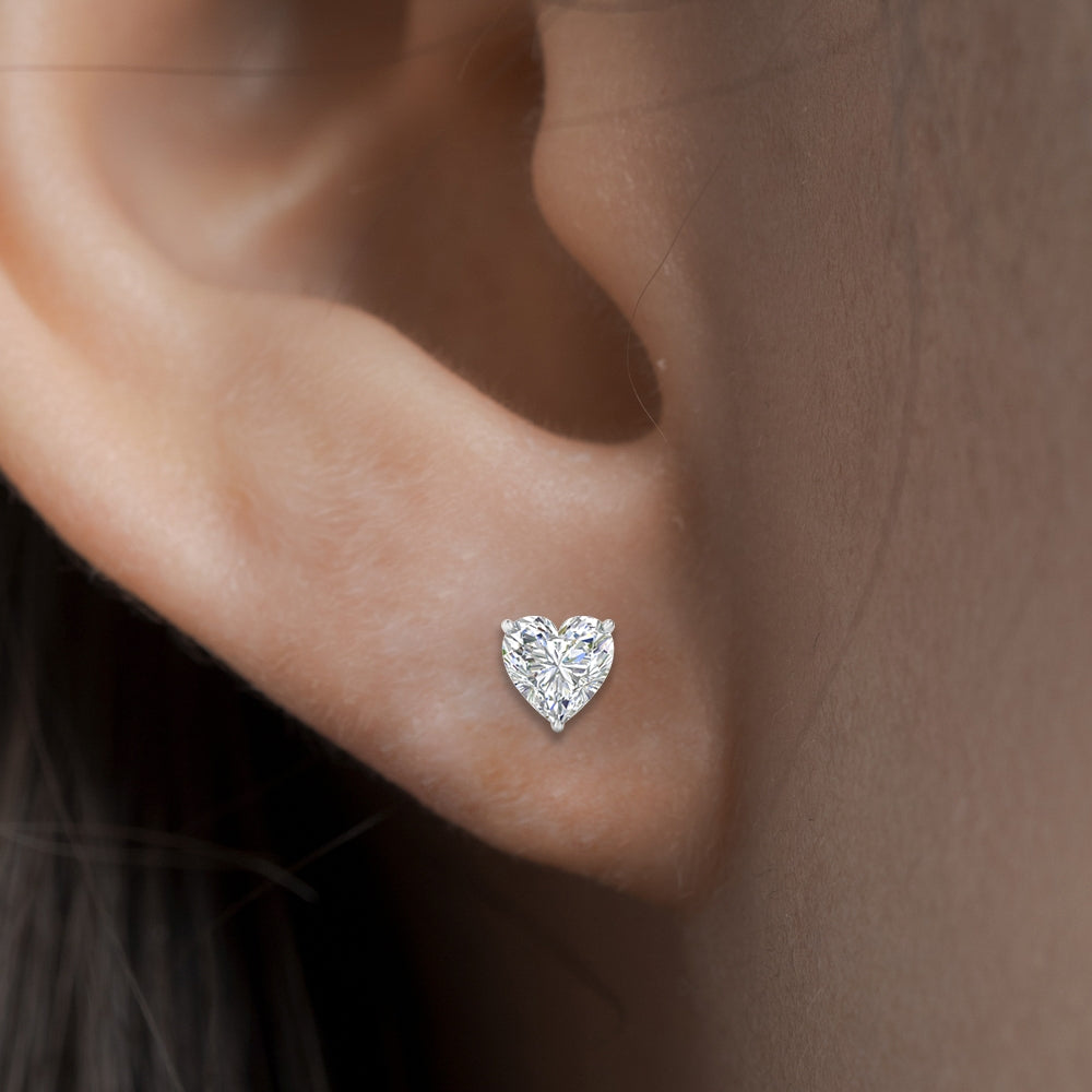6.5mm Heart Shape Stud Earring , 925 Sterling Silver