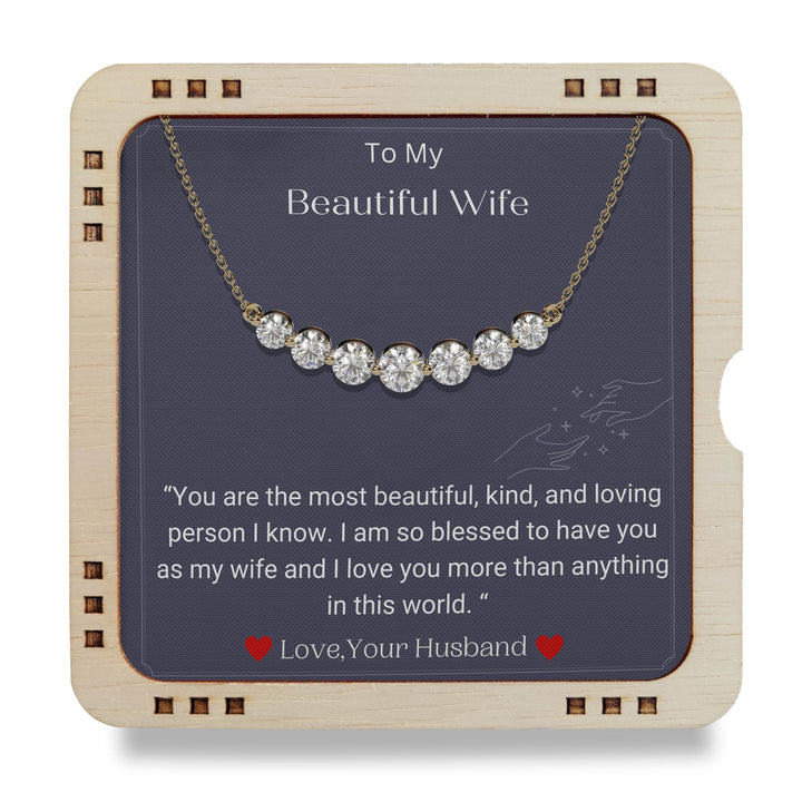 18K Yellow Gold Plated Necklace To My Wife - You are The Most Beautiful