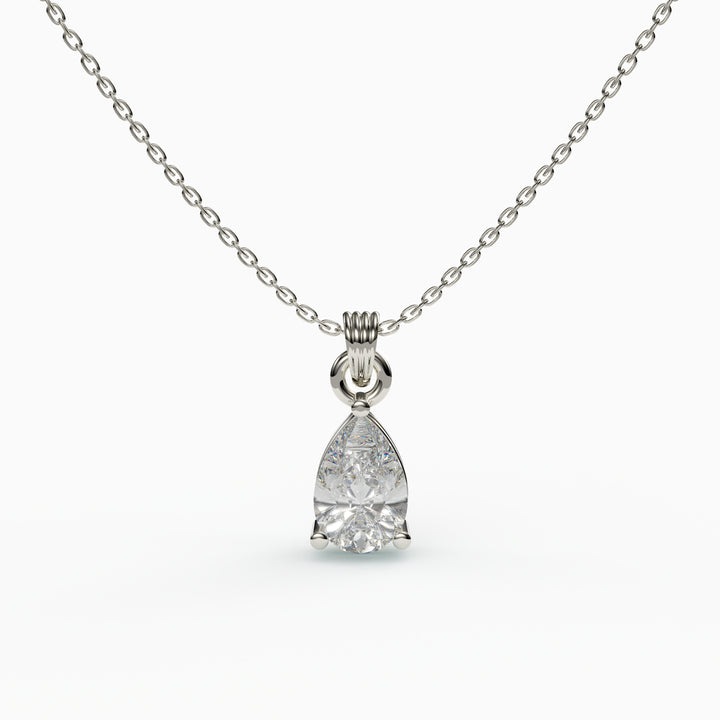Pear Solitaire Pendant Necklace 925 Sterling Silver