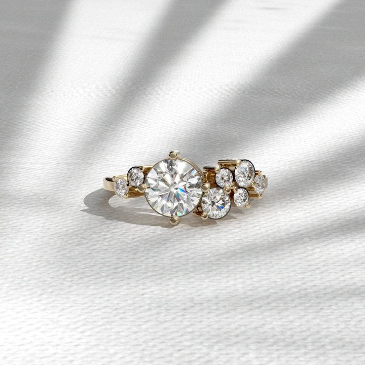 Diamond Cluster Ring, Cluster Ring in 18k Solid Gold Plated