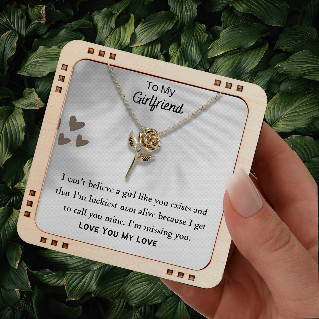 To My Beautiful Girlfriend 18K Gold Plated Necklace - I am Missing You