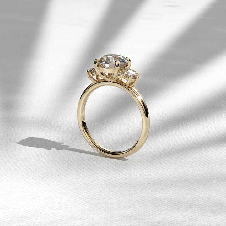 Moissanite Engagement Ring, Three Stone Wedding Ring