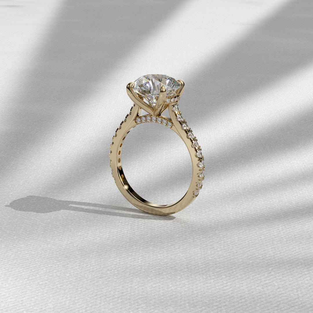 Round Solitaire Ring, 18K Gold plated Engagement Ring, Promise Ring