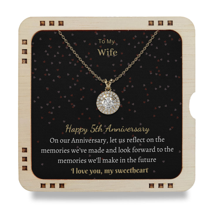 To My Wife - Happy 5th Anniversary,18KGold Plated Necklace