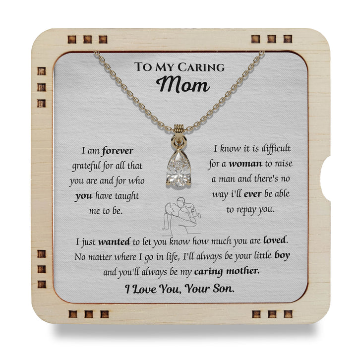 To My Caring Mom - I will Always be Your Little Boy, gift from son, 18K gold plated necklace