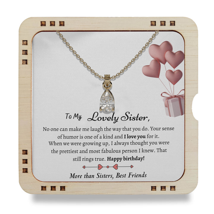 To My Lovely Sister - Wish you Happy birthday, gift from brother, 18K gold plated necklace