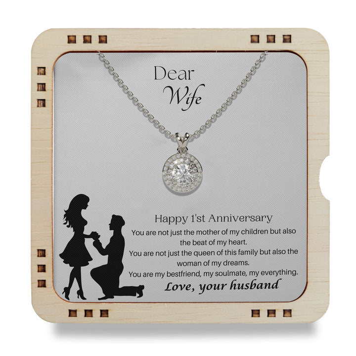 925 sterling Silver Necklace To My Dear Wife - happy 1st Anniversary