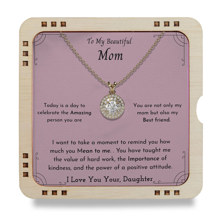 To My Beautiful Mom, 18K Gold Plated Necklace From Daughter - you are power Of Positive Attitude