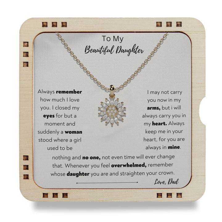 To My Gorgeous Daughter- Always keep me in your Heart, gift from dad, 18K gold plated necklace