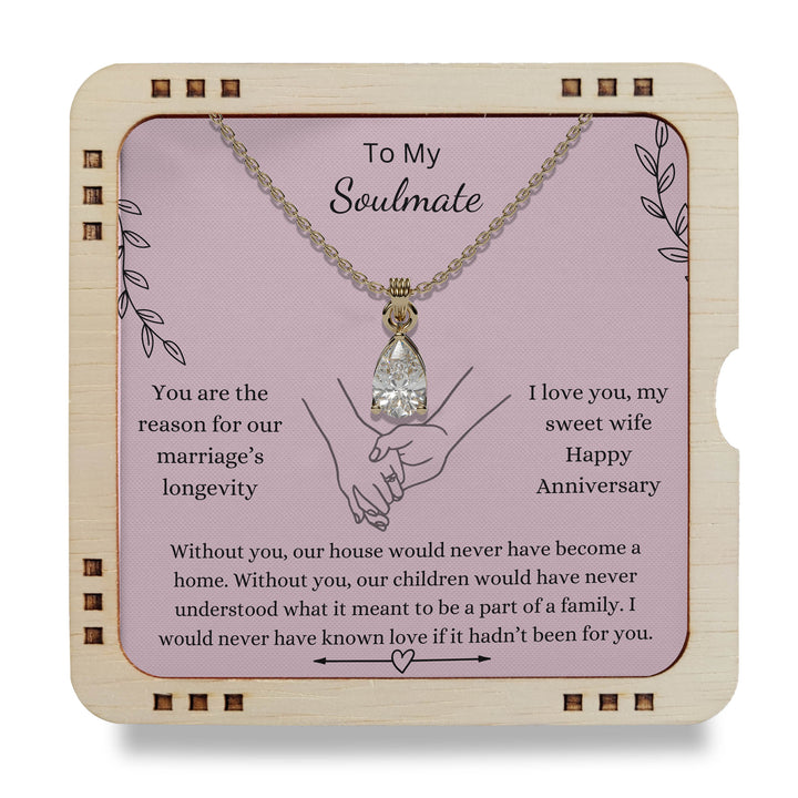 To my soulmate- I love you, my sweet wife Happy Anniversary, 18K gold plated Necklace