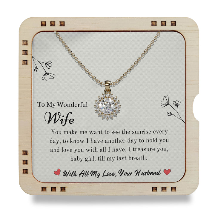 To My Wonderful Wife- With All My Love, Your Husband,18K Gold Plated Necklace