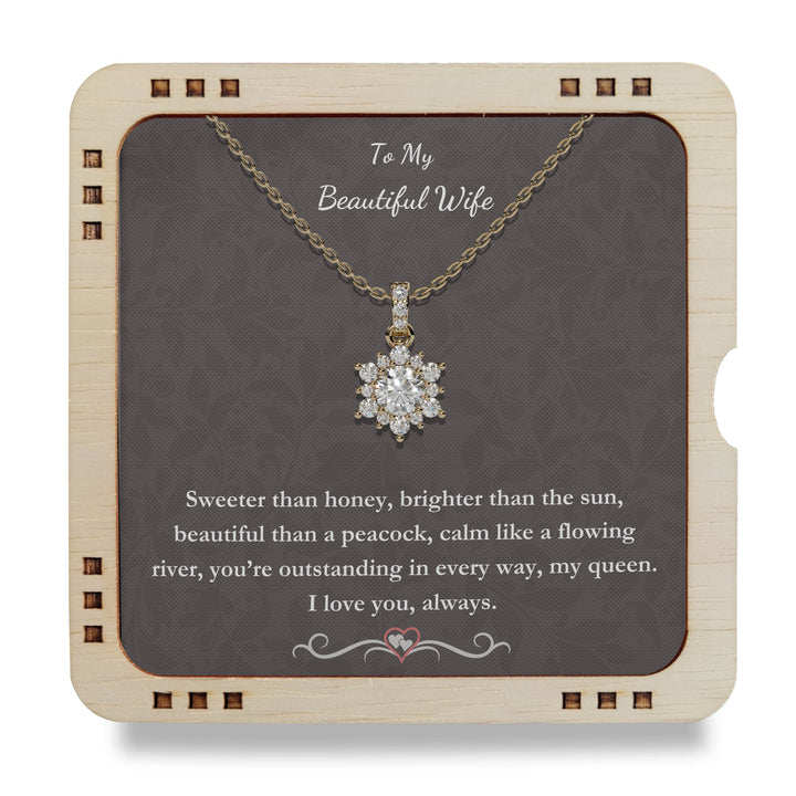 To My Beautiful Wife- You are Outstanding, 18K Gold Plated Necklace
