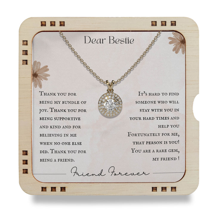 Dear Bestie - You are a rare gem, my friend!, 18K Gold Plated Necklace
