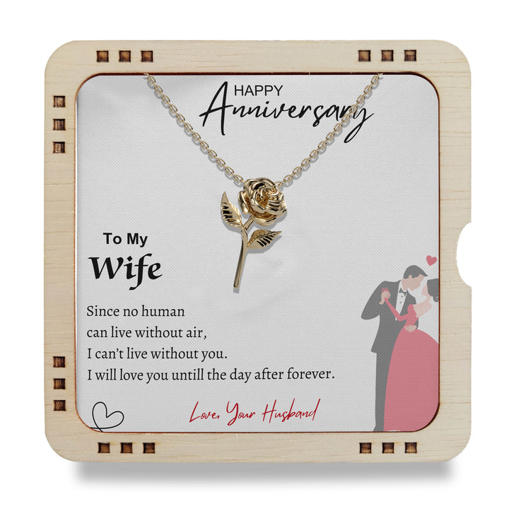 Rose Pendant Chain 18k Gold To My Wife - Happy Anniversary My Beautiful Wife