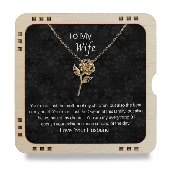 18K Gold Plated Rose Necklace To My Wife - You're woman of my dreams