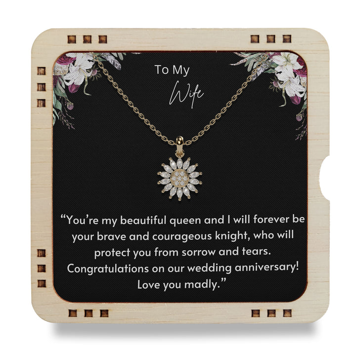 Happy Anniversary, 18K Gold Plated Necklace For My Wife - You Are My Queen