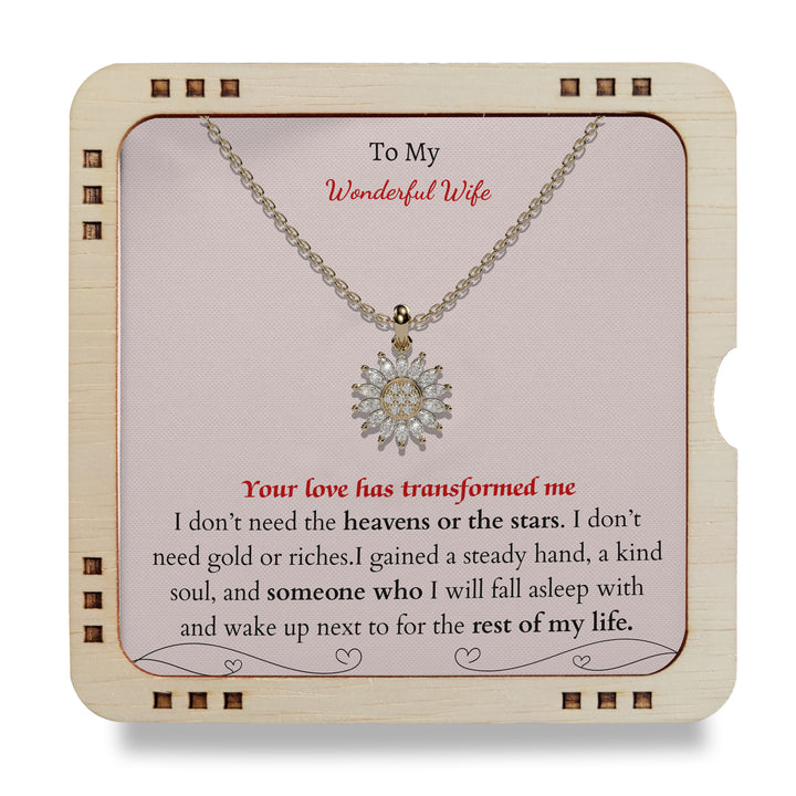 To My Wonderful Wife- Your love has transformed me, 18K Gold Plated Necklace