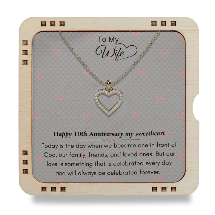 18K Gold Plated Necklace To My Wife - Happy 10th Anniversary my sweetheart