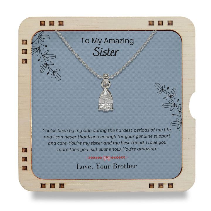 To My Amazing Sister - Love, Your Brother, 925 Sterling Silver Necklace