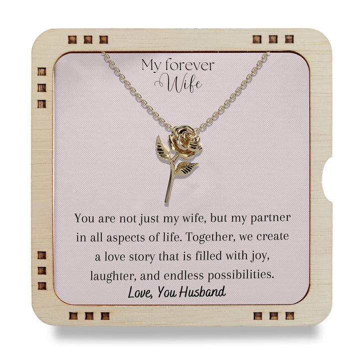 To My Lovely Wife - Together we create a love story, 18k Gold Rose Pendant Chain