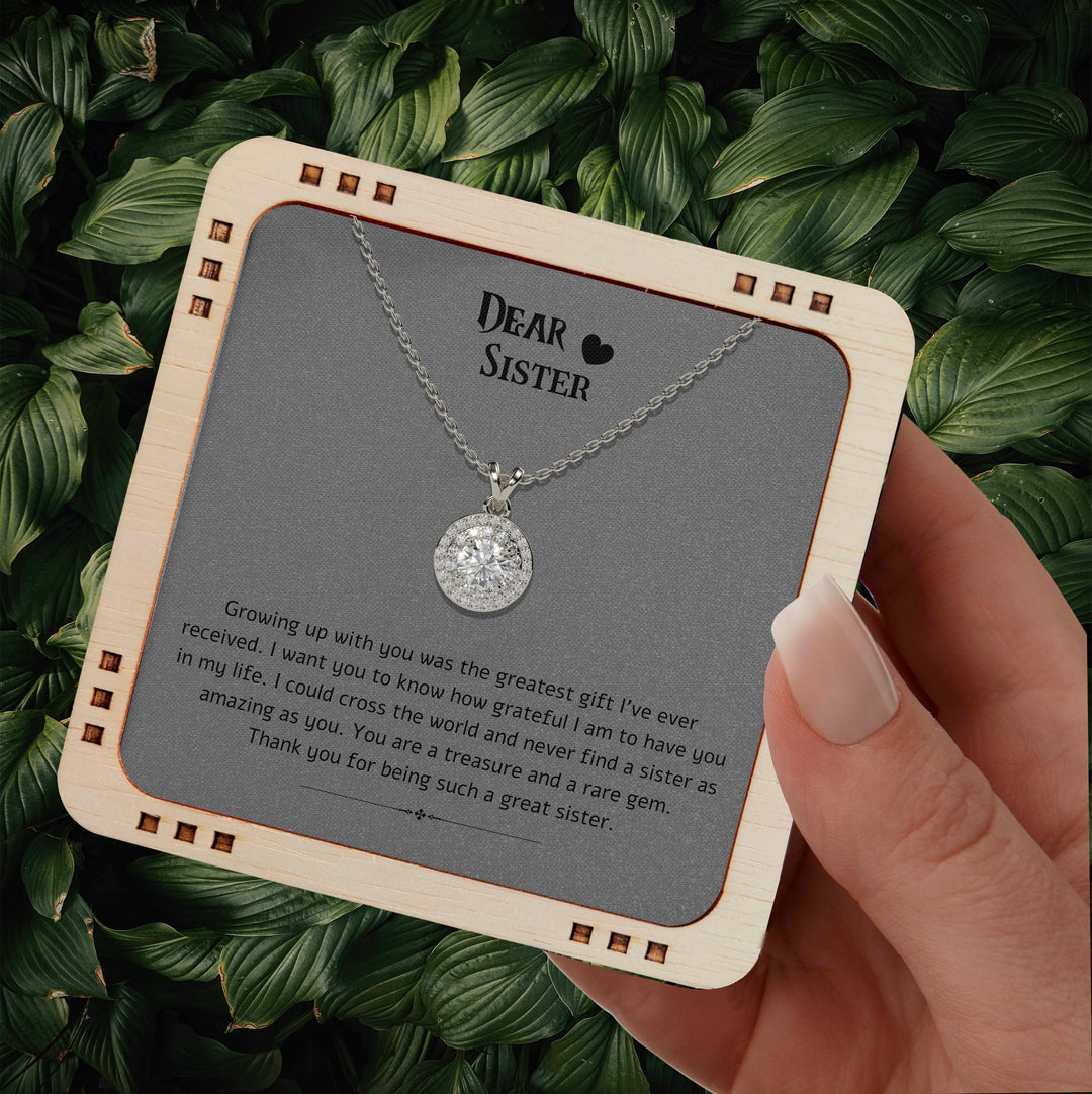 Dear Sister - Thank you for being such a great sister, 925 Sterling Silver Necklace