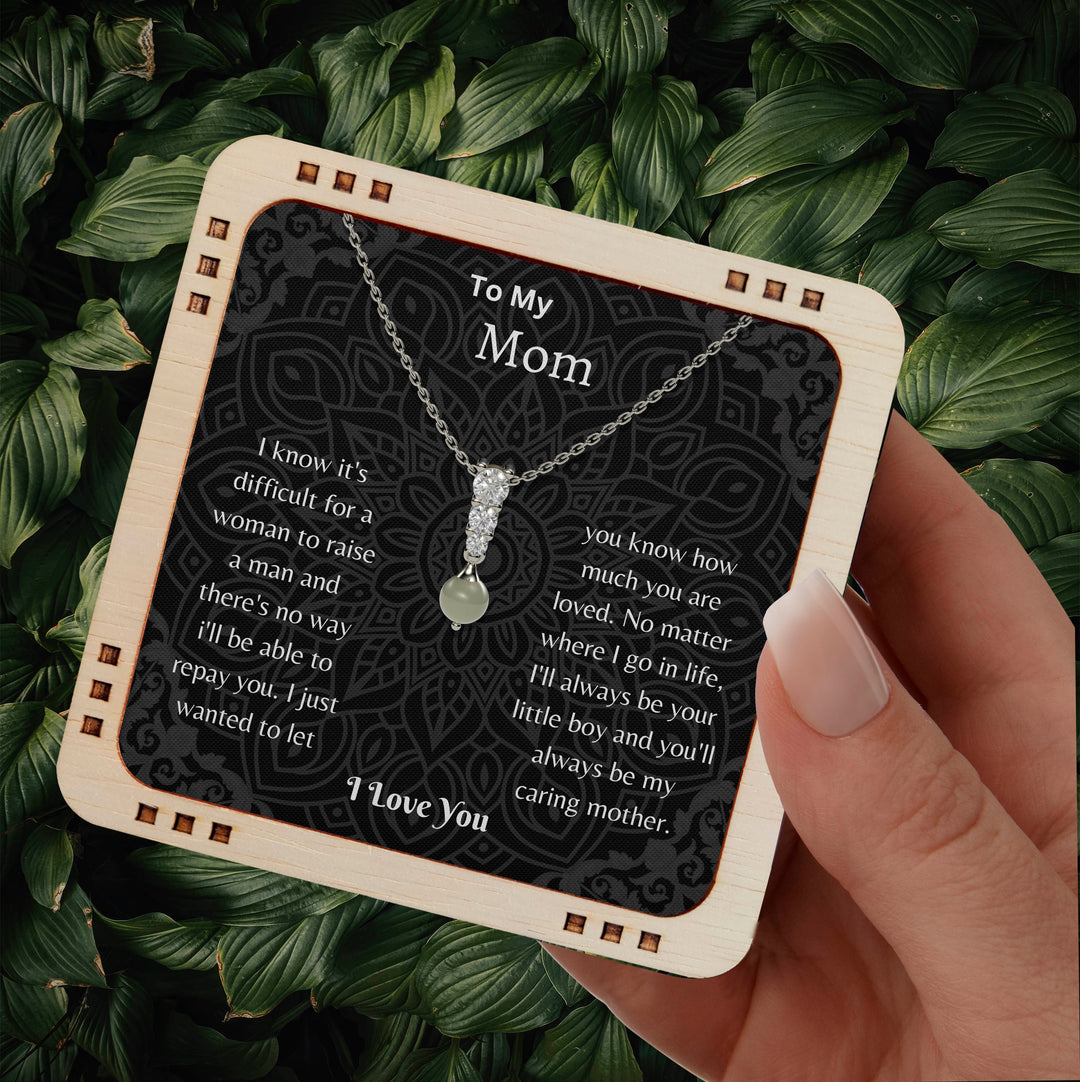 To My Mom - I Love You My Caring Mom, 18K gold plated necklace