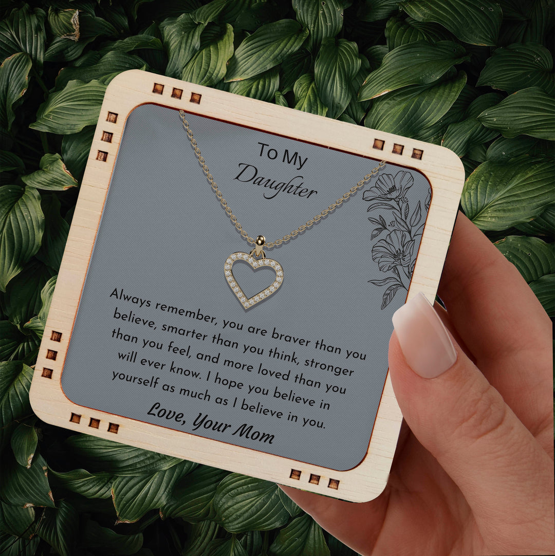 925 Sterling Silver Heart Necklace To My Beautiful Daughter- You are braver | gift from mom