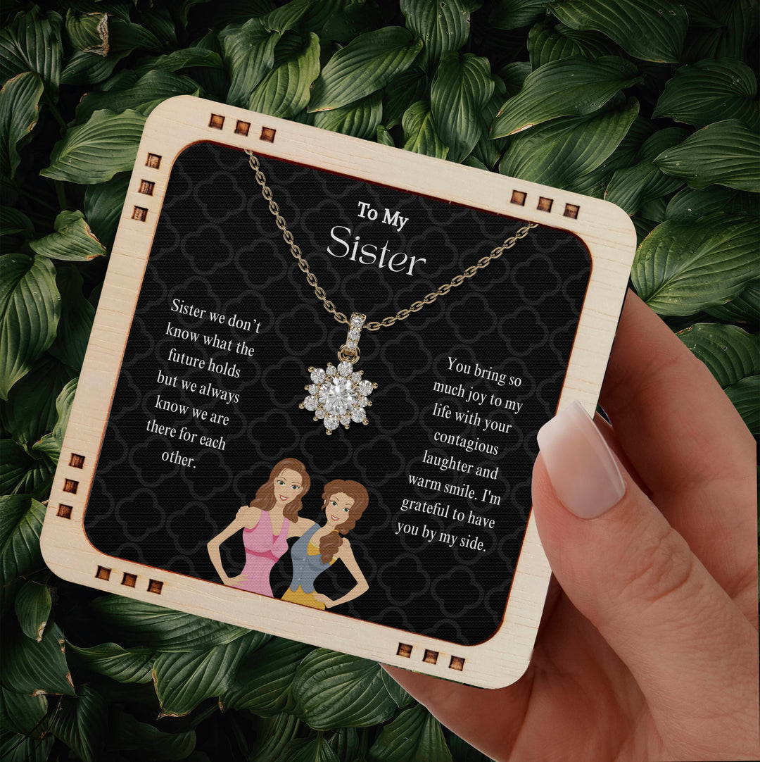 To My Little Sister 18K Gold Plated Necklace - You are lovely sister