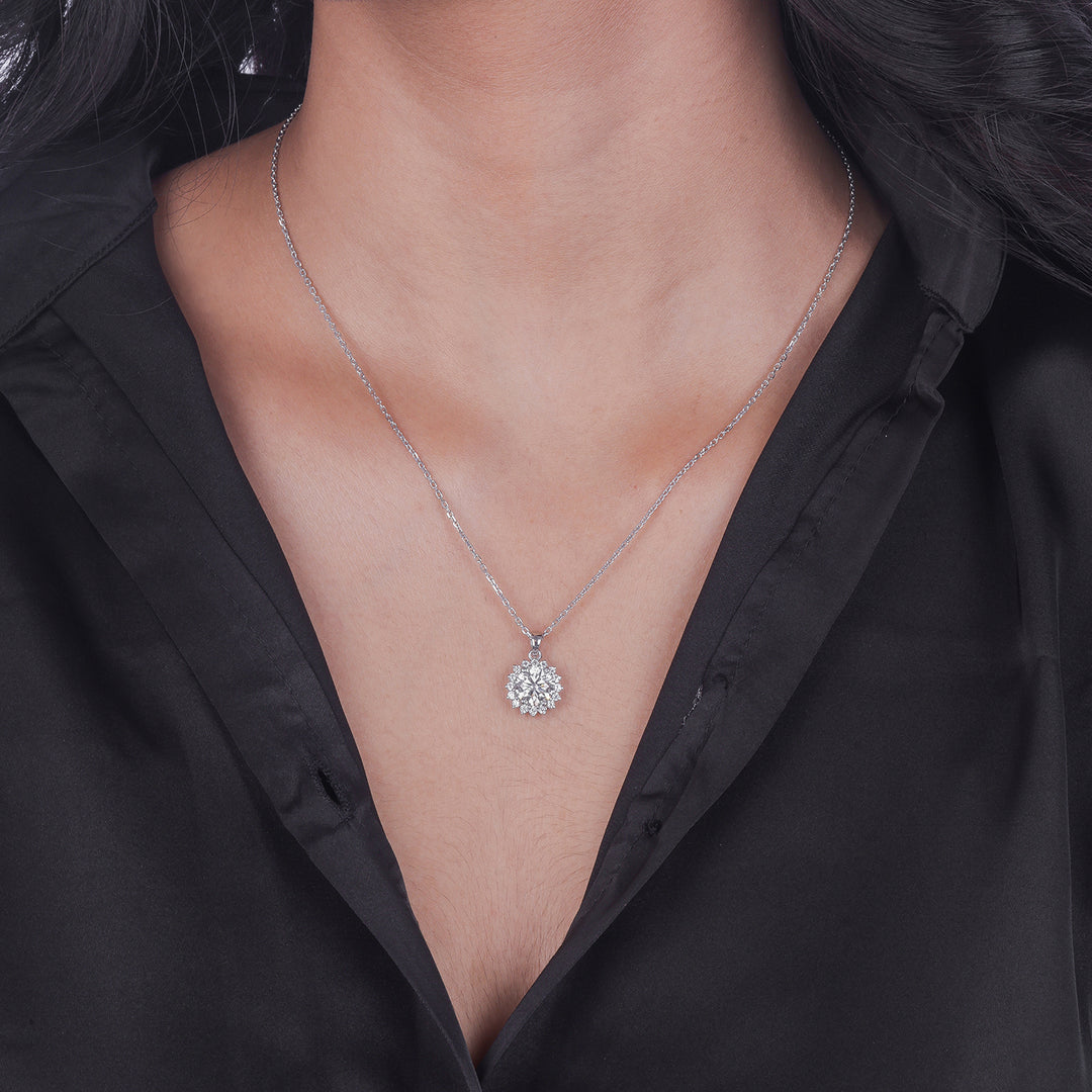 Halo Classic Diamond Solitaire Necklace, Minimalist Diamond Pendant